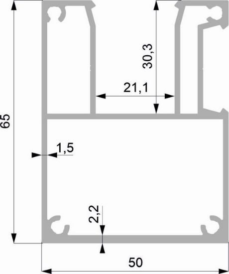 Obrázek Hliníkový profil Branka 65x50