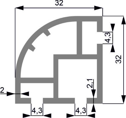 Obrázek Čtvrtstojka 32x32 Alufinal elox