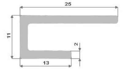 Obrázek Hliníkový U profil nepr.11x25x13x2
