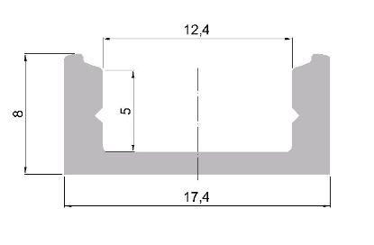 Obrázek Hliníkový profil pro LED standardní, bez krytky