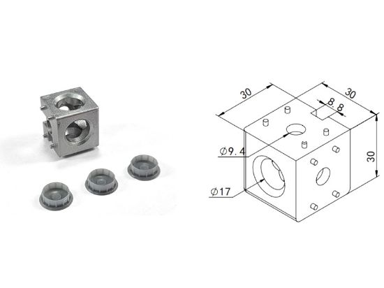 Obrázek Rohová spojka kostka 3D K30